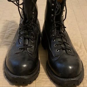 Military Boots Black leather Combat Vibram Soles